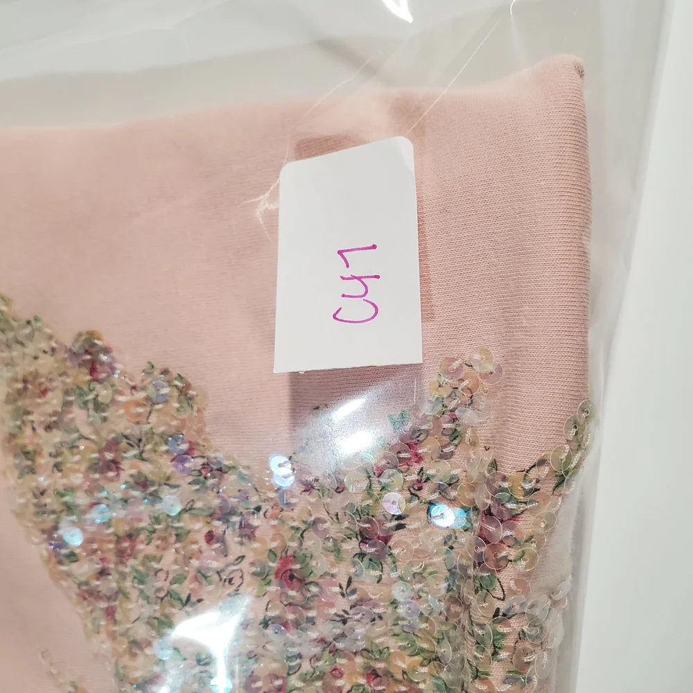 Express Pink Sequin Butterfly Women's Top - Picture 8 of 8